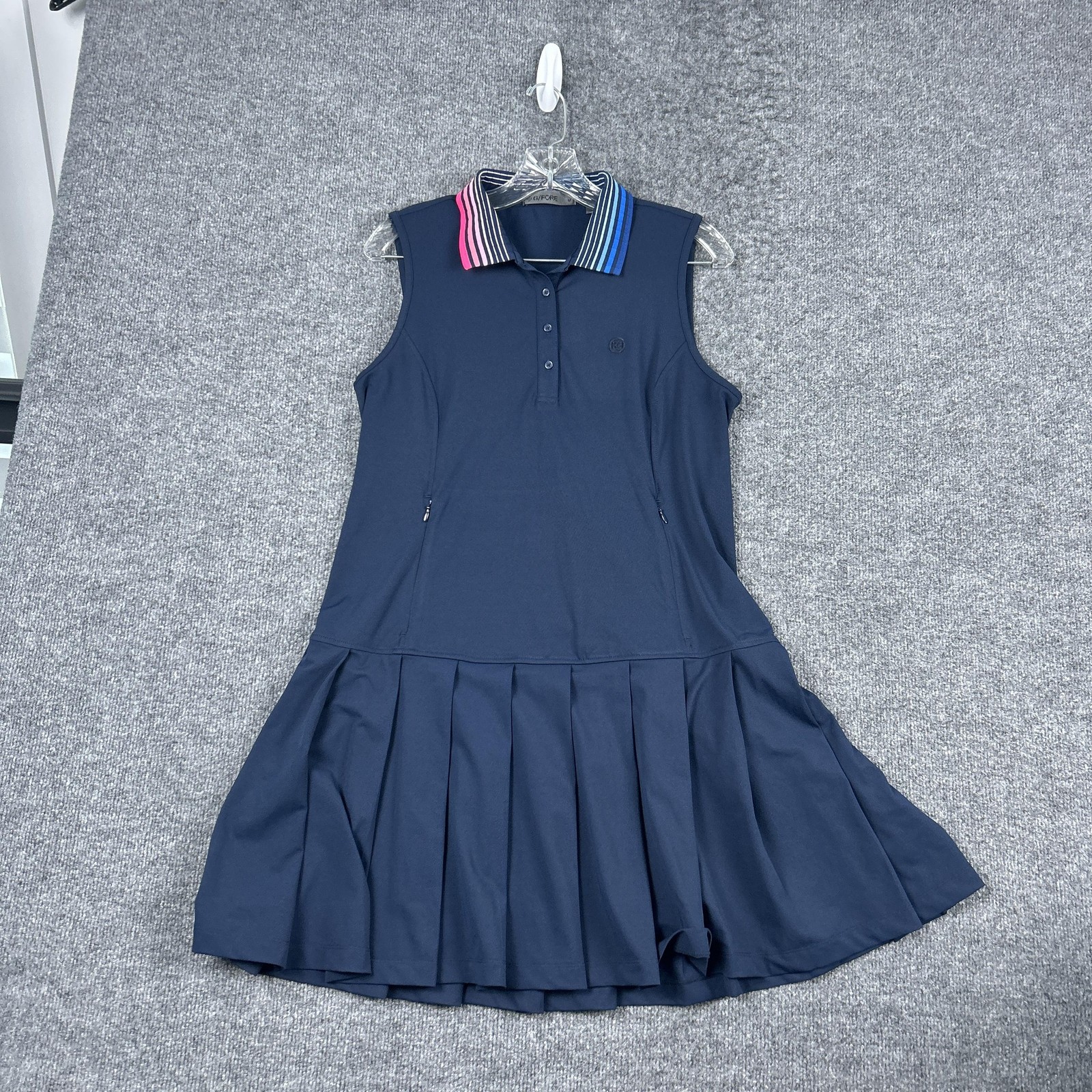 G/FORE Dress Womens Medium Blue Sleeveless Polo Golf Shirt Pleated Skirt