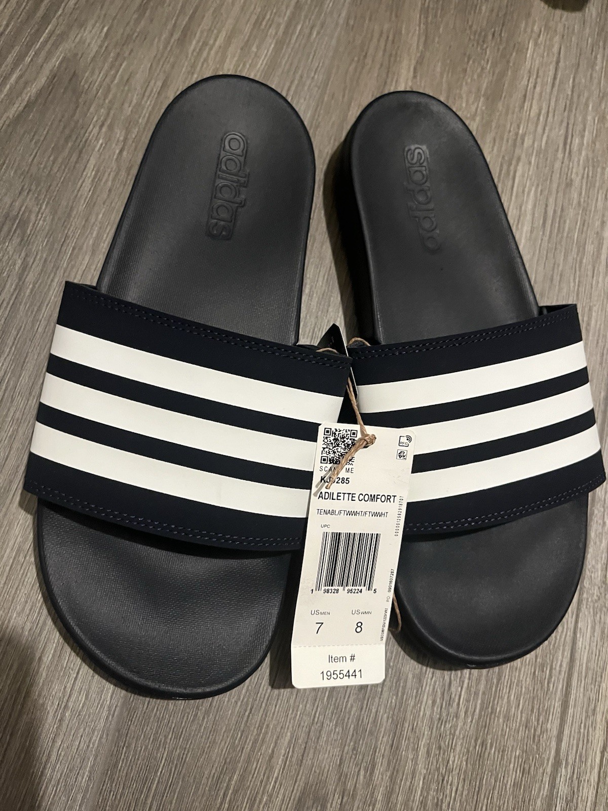 ADIDAS ADILETTE COMFORT TENABL/FTWWHT Size 8 UPC 80000125