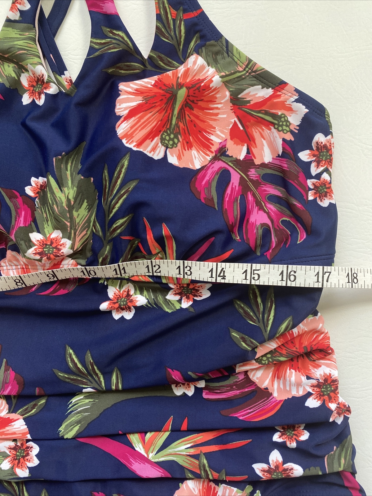 Kona Sol Womens Sz22W Swim Wear Racerback Built In Bra Wireless Adjustable Bands