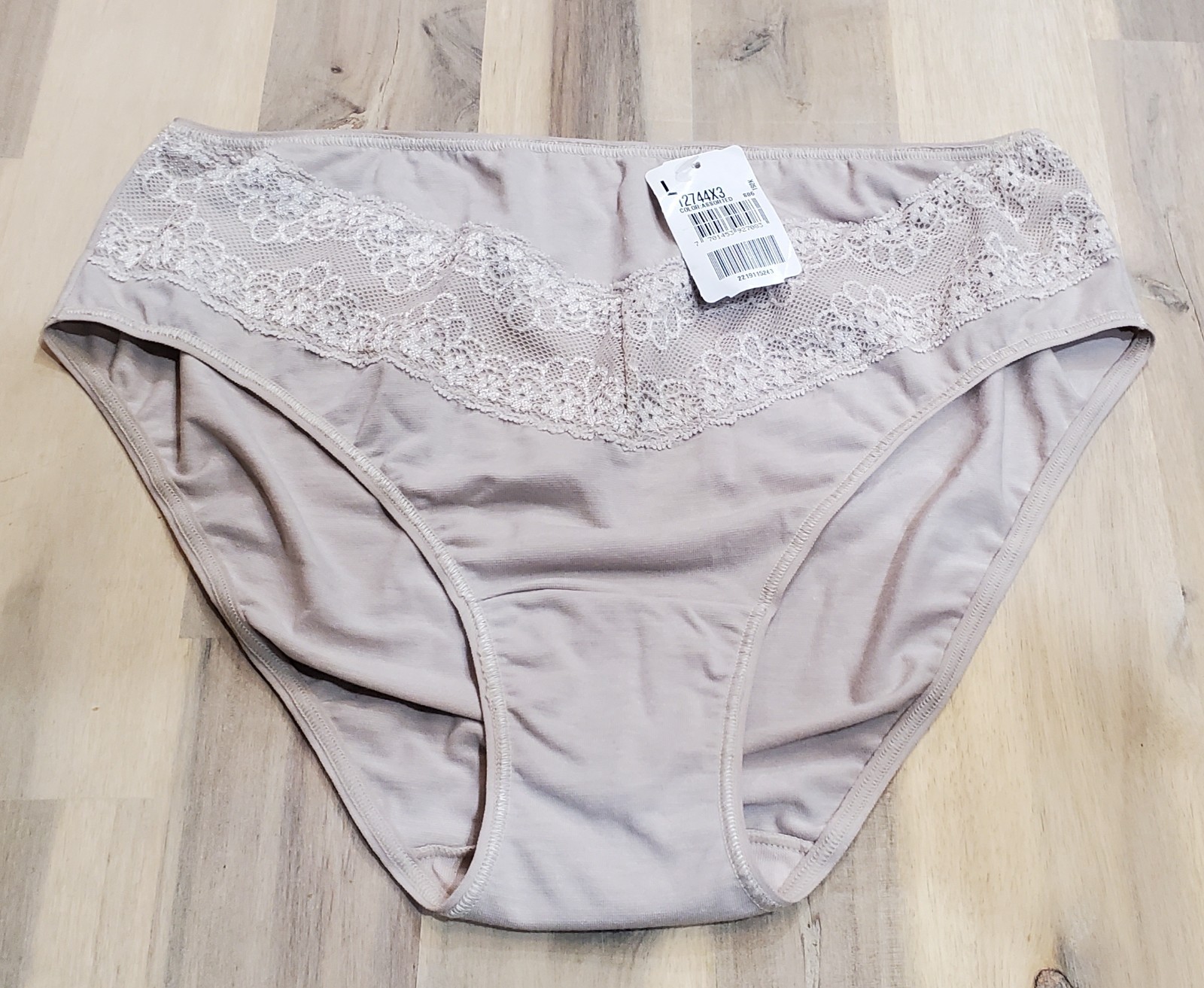 Leonisa Women’s Hipster Brief Lace Front Panties in Beige Size Large 1 Pack
