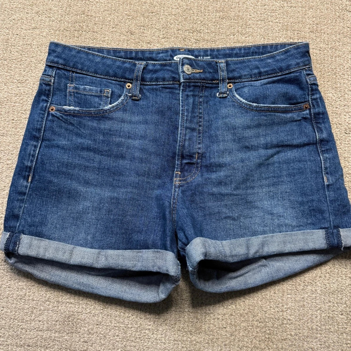 Old Navy Denim Shorts High Rise Cuffed Dark Wash Womens Size 6