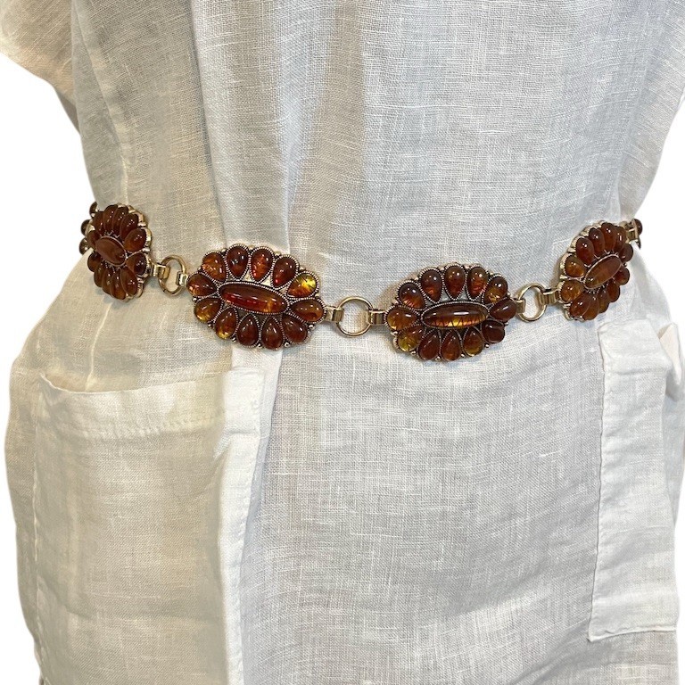 Gold Boho Cowgirl Concho Cabochon Western Chain Belt Rodeo Hippie Festival