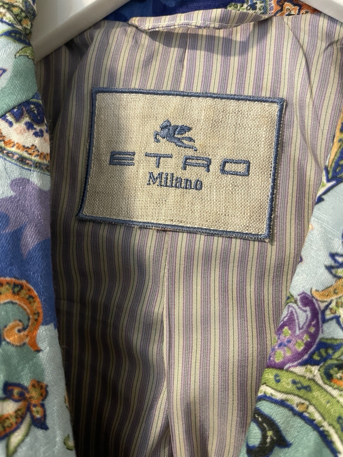 ETRO Milano Paisley Blazer IT 40 Made in Italy Blue Cotton Luxury Jacket