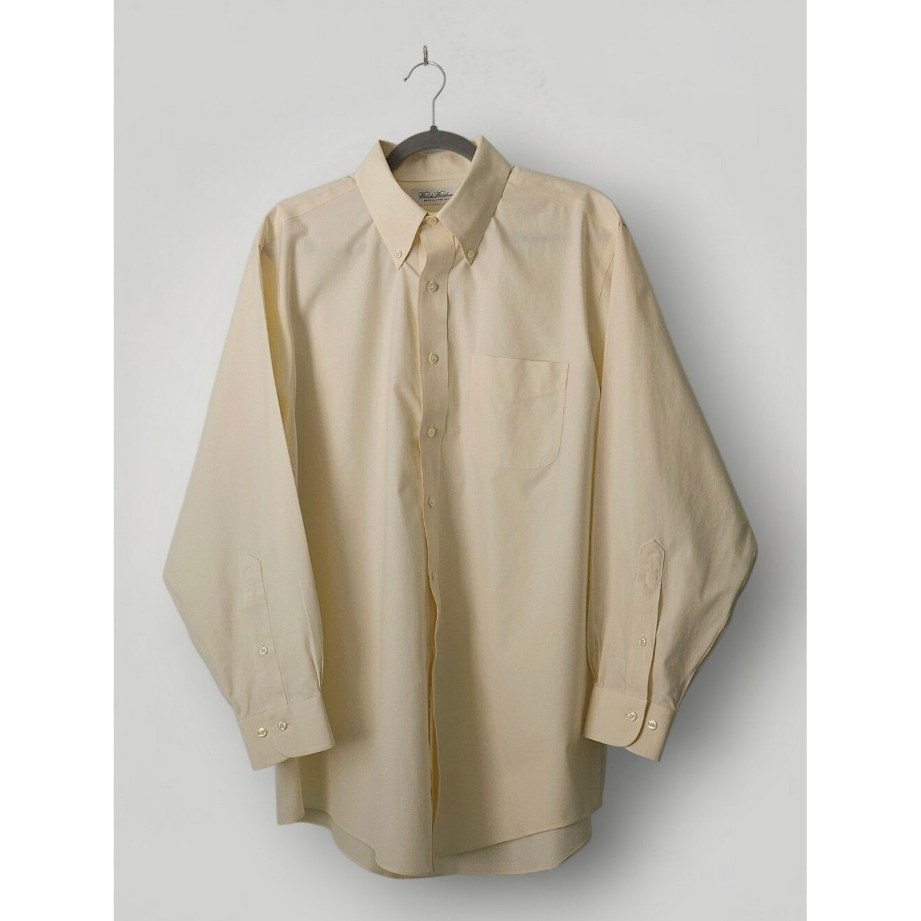 Brooks Brothers Mens 16.5 32/33 Cream Non-Iron Dress Shirt Button Down Cotton