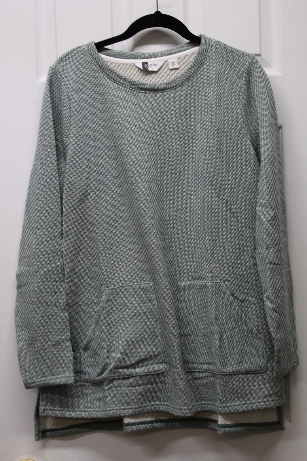 Modern Soul Novelty Knit Angled Pocket Sweatshirt-Sea Pine-Medium-NEW-A473364
