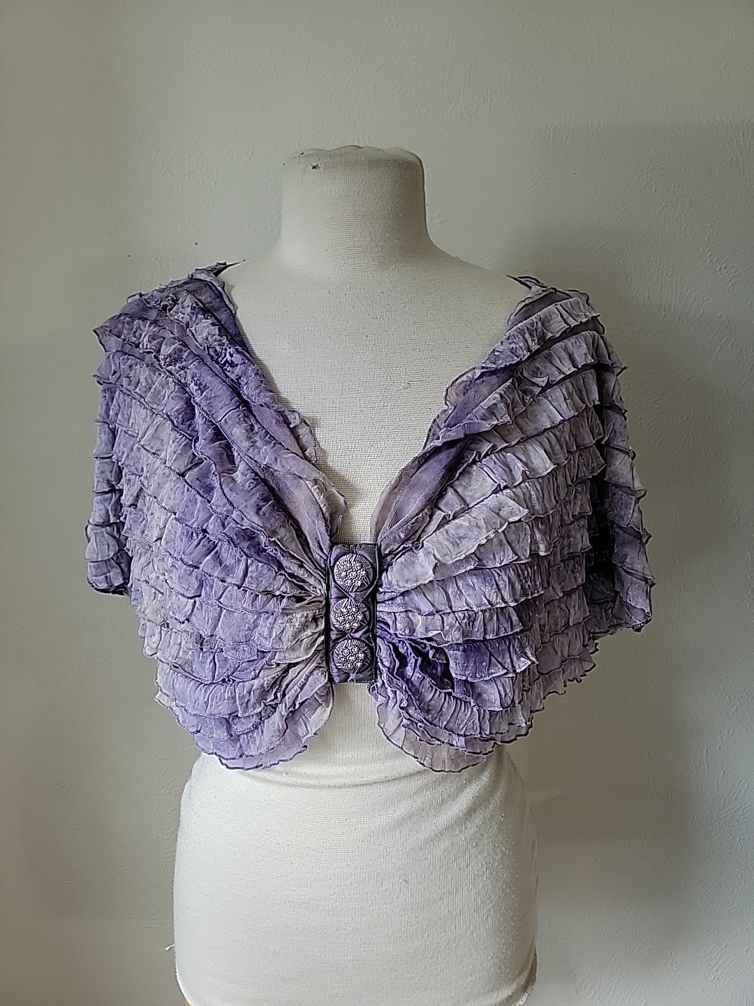Vintage Pretty Angel Ruffle Top Medium Purple Crop Silk Blend Festival Boho