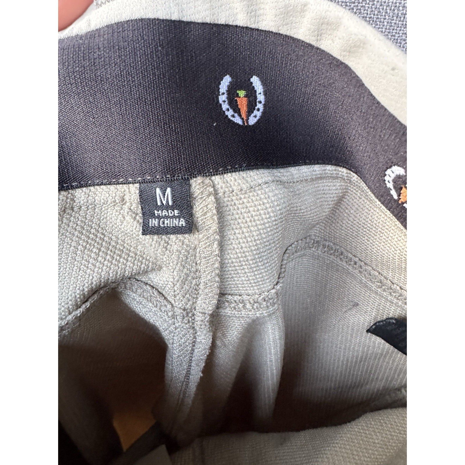 Kerrits – Stone beige nylon riding pants faux leather patches Girls M