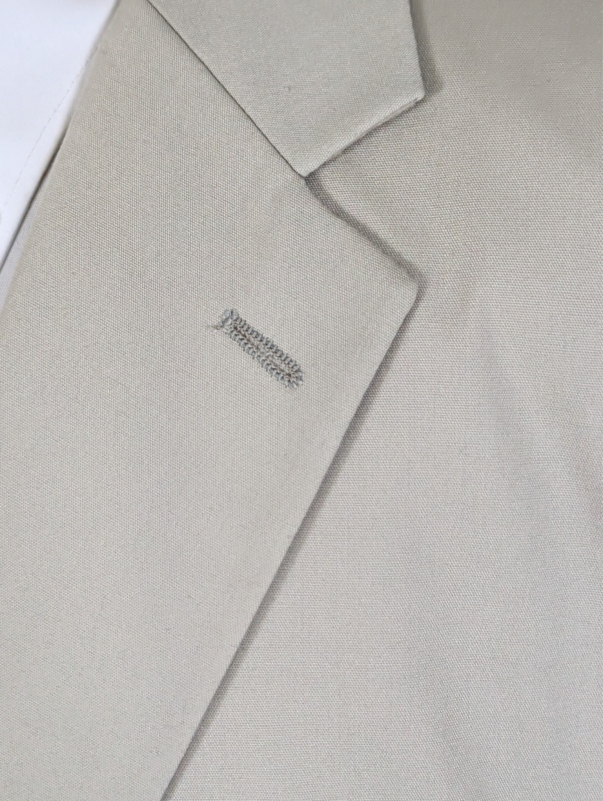 Haspel Perfect Poplin 2 Piece Suit Mens 44R Pants 32×33 Solid Beige Cream Cotton