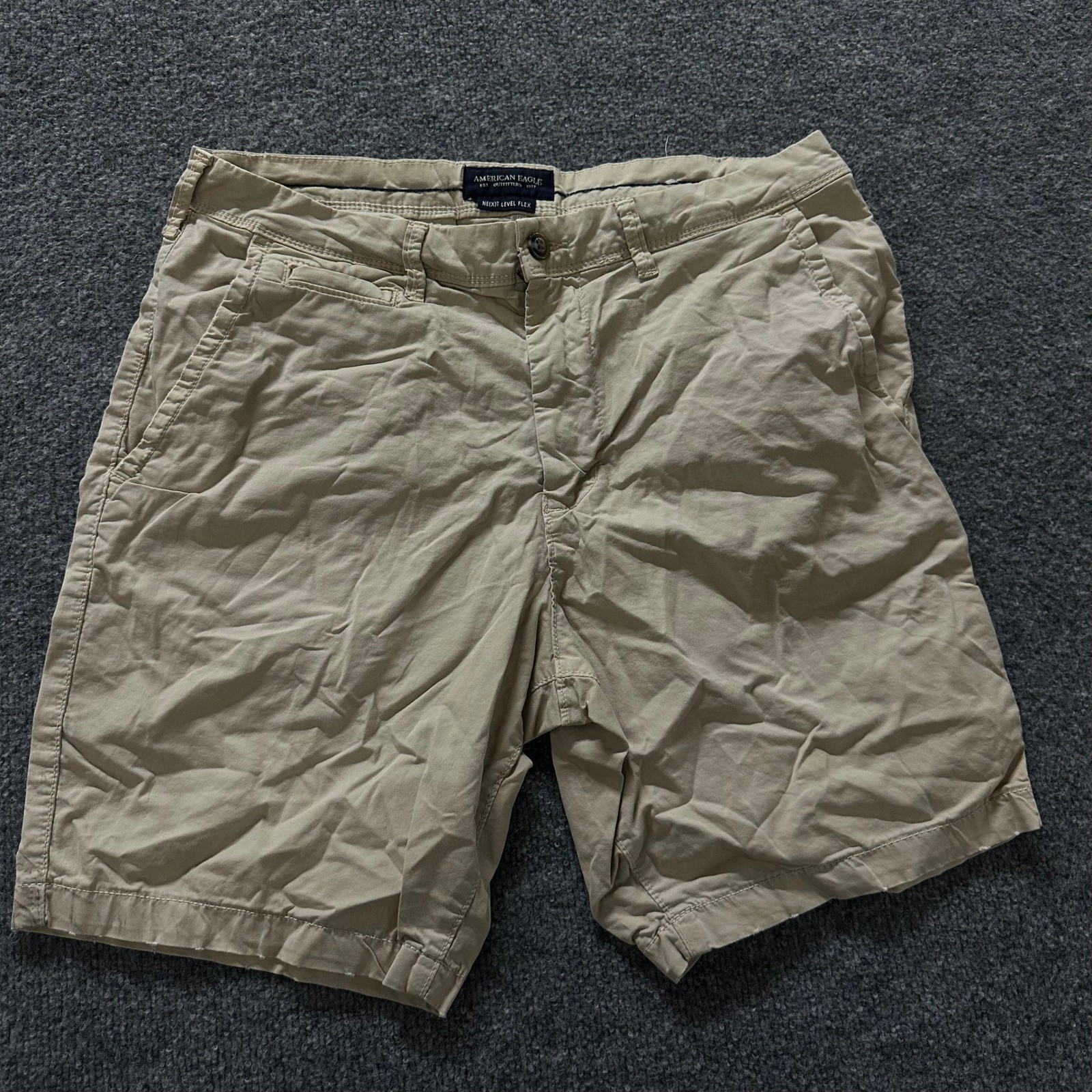 American Eagle Shorts Mens Size 34 Khaki Beige Next Level Flex Chino Casual Flat