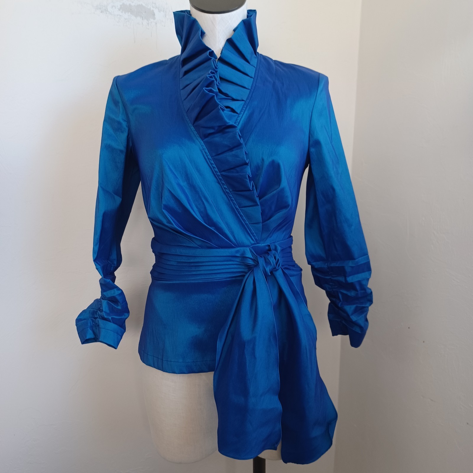 Tadashi Collection Blouse Womens 4 Tadashi Shoji Taffeta Ruffle Elegant Top