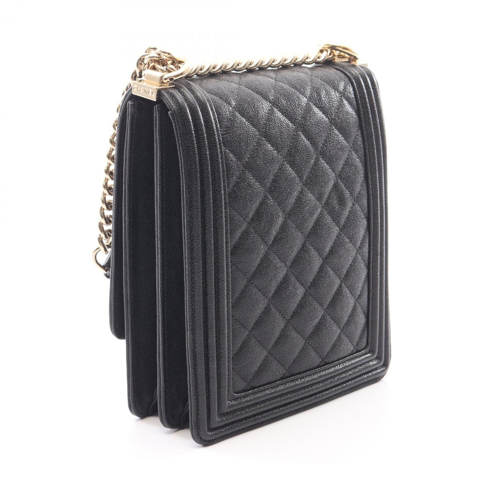 CHANEL Boy Chanel Matelasse Chain Shoulder Bag AS0130 Calfskin Black GHW Used