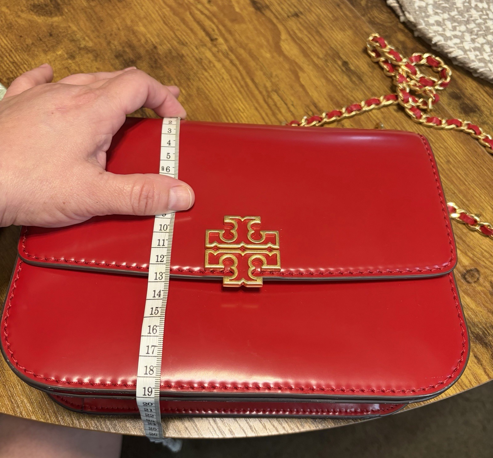 Tory Burch Robinson Convertible Shoulder Bag – Spark Red Leather with Gold Chain