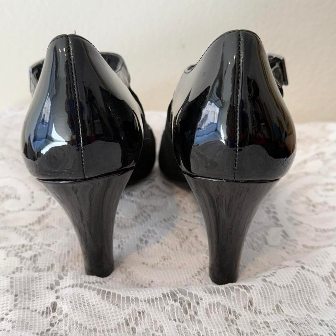 Vintage Giani Bernini black suede leather Mary Jane heels buckle detail size 8.5