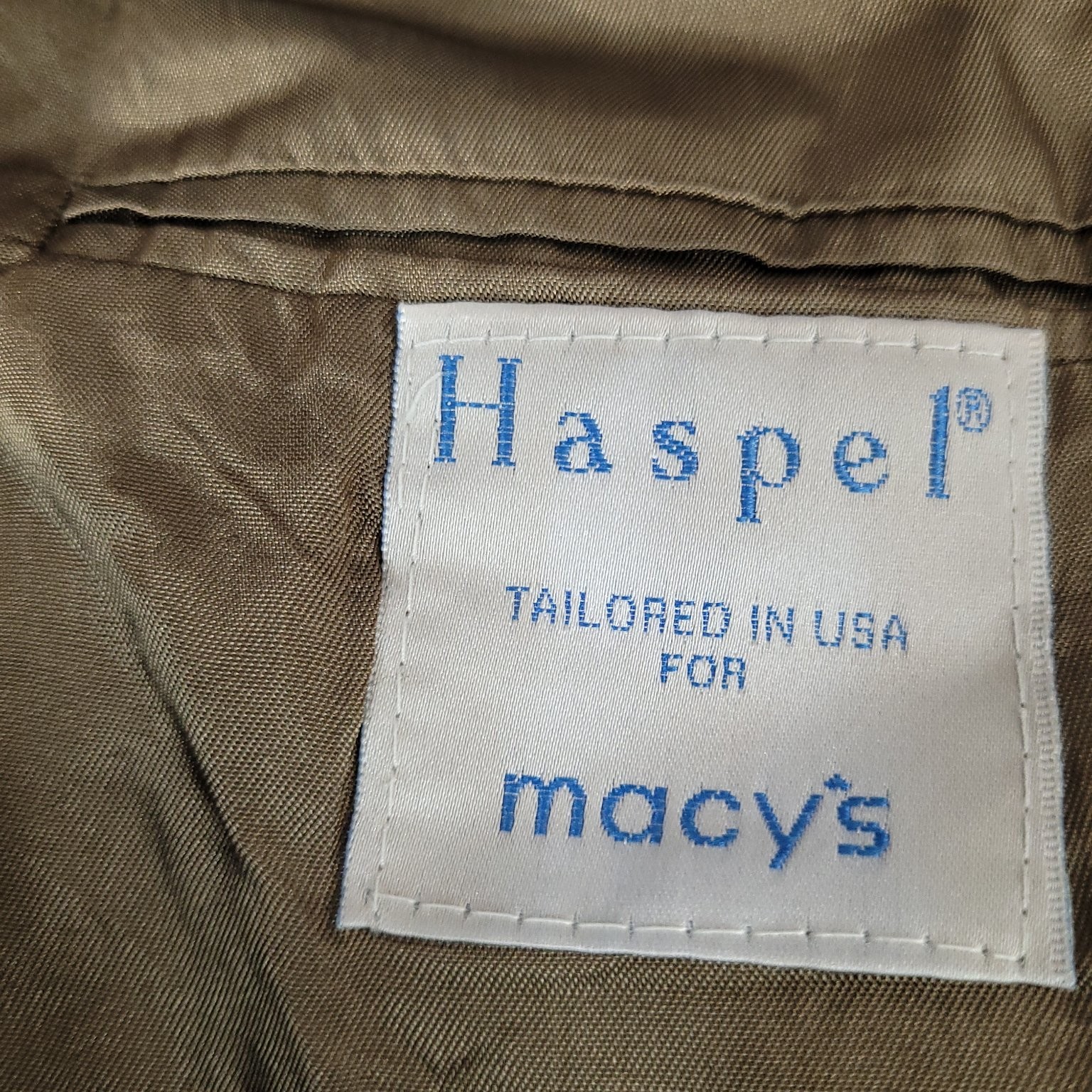 Haspel Men’s Blazer Jacket Green 40R Cotton Dry Clean Sport Coat