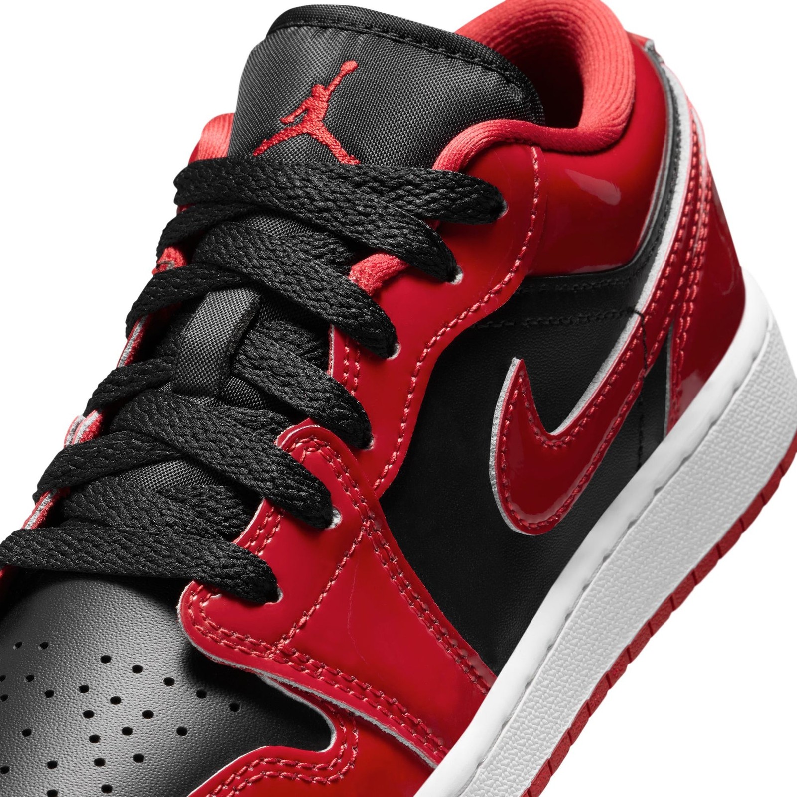 Nike Air Jordan 1 Low GS Patent Bred Black Varsity Red HV4396-006 Kid’s Women’s