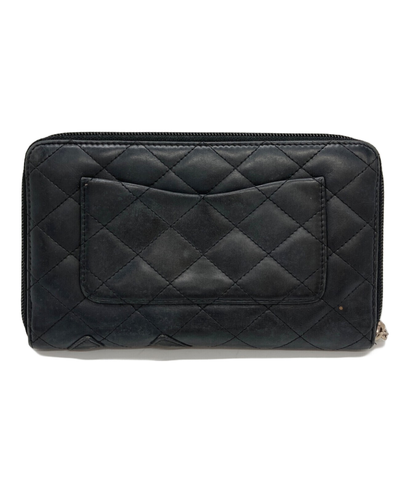 CHANEL Black Quilted Zip Around Wallet Coin Pocket Card Slots Auth