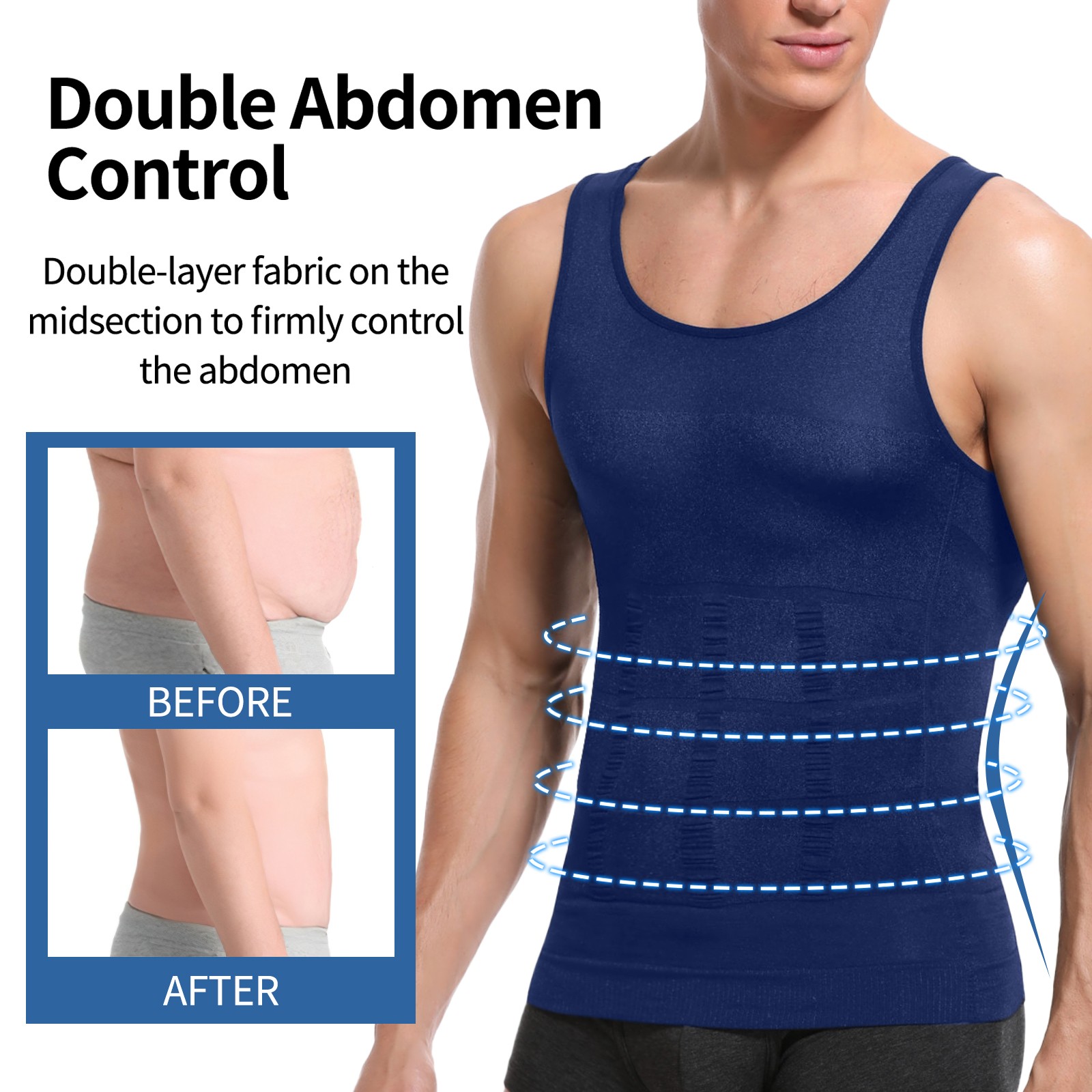 US Men Slimming Body Shaper Belly Chest Compression Vest Girdle Tank Top T-Shirt