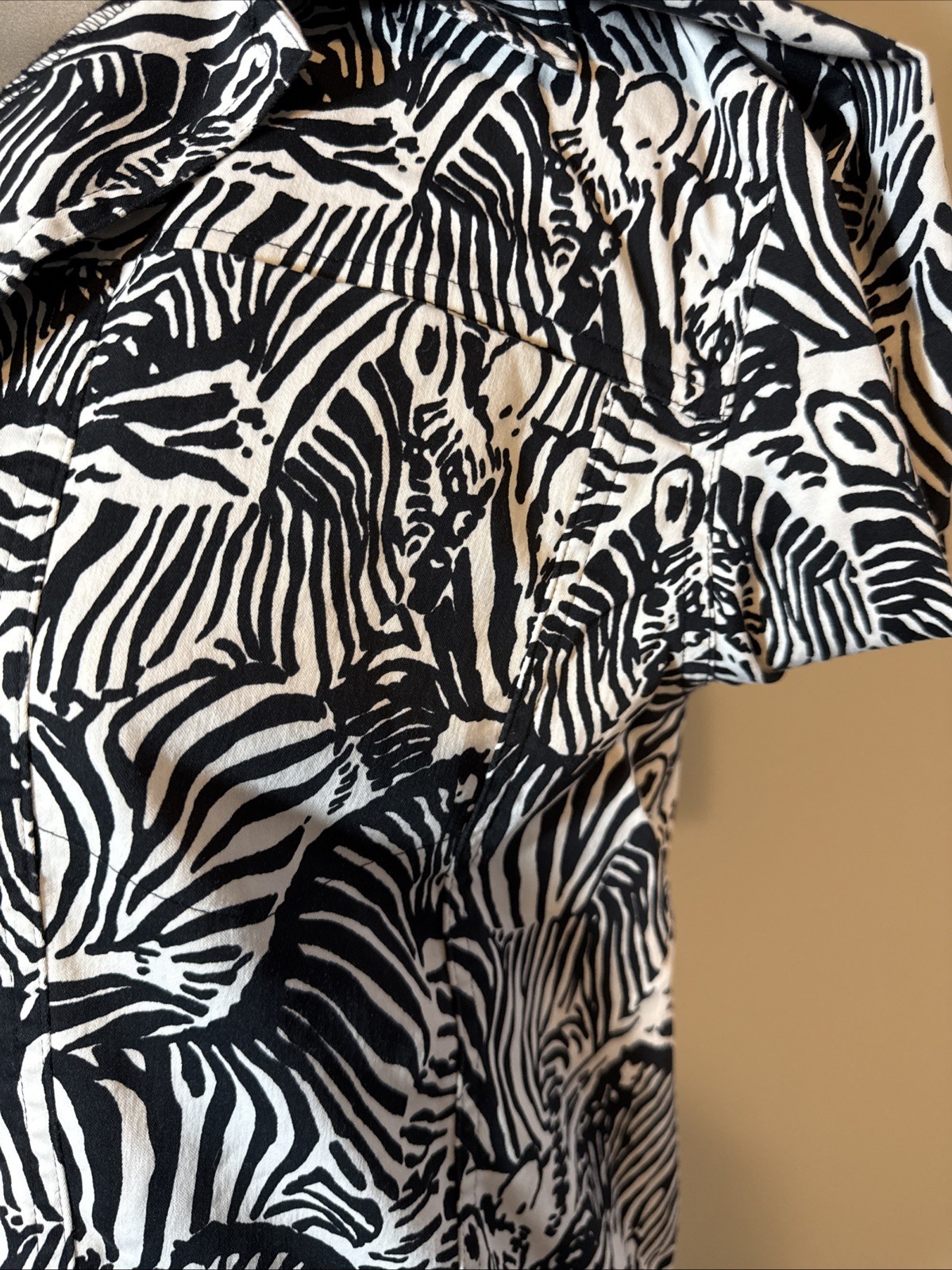 Alfred Dunner Black White Zebra Jacket 14 Blazer Cotton Blend Lightweight Blazer
