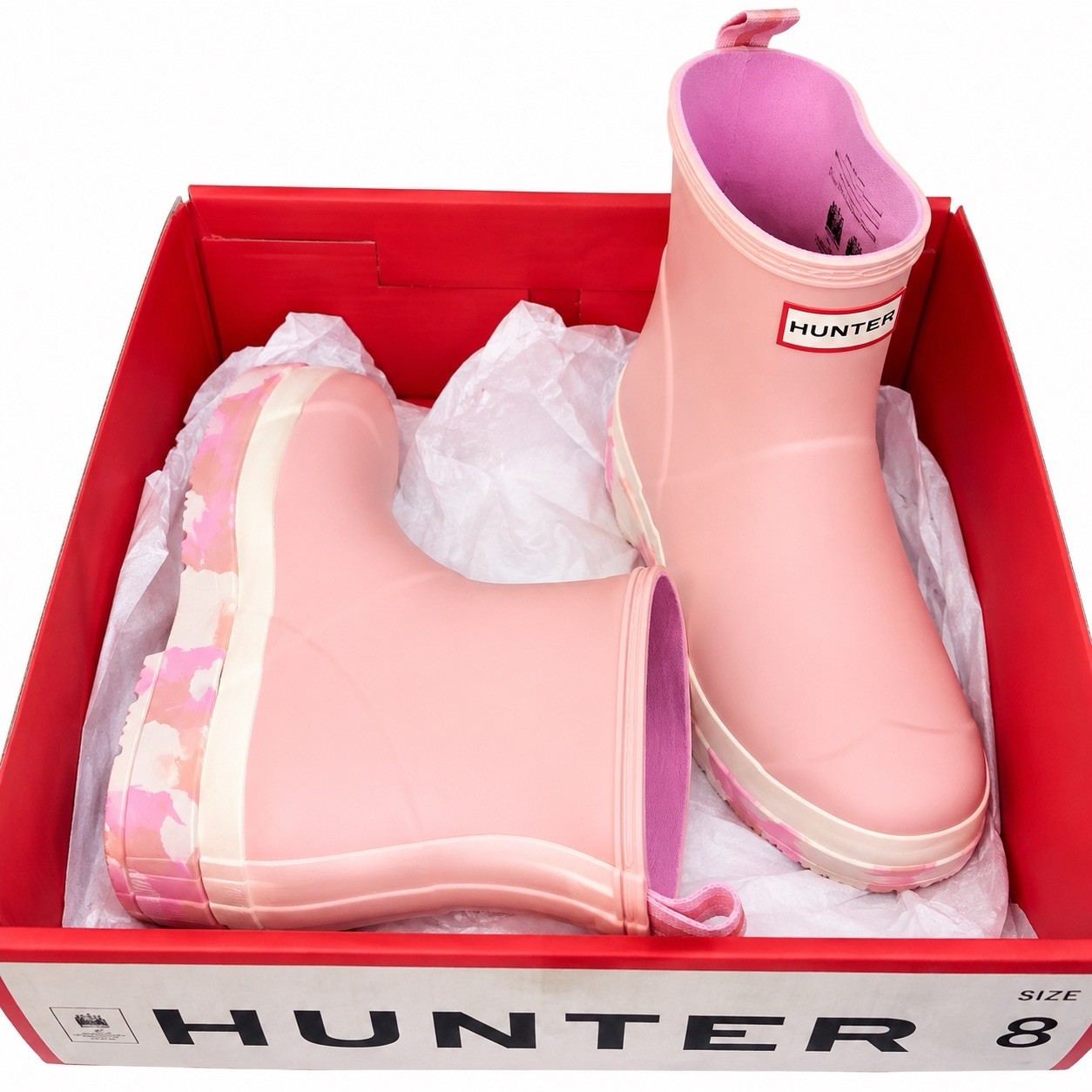 Hunter Play Short Splash Rain Boots Womens US 8 Faded Rose Pink Waterproof NIB