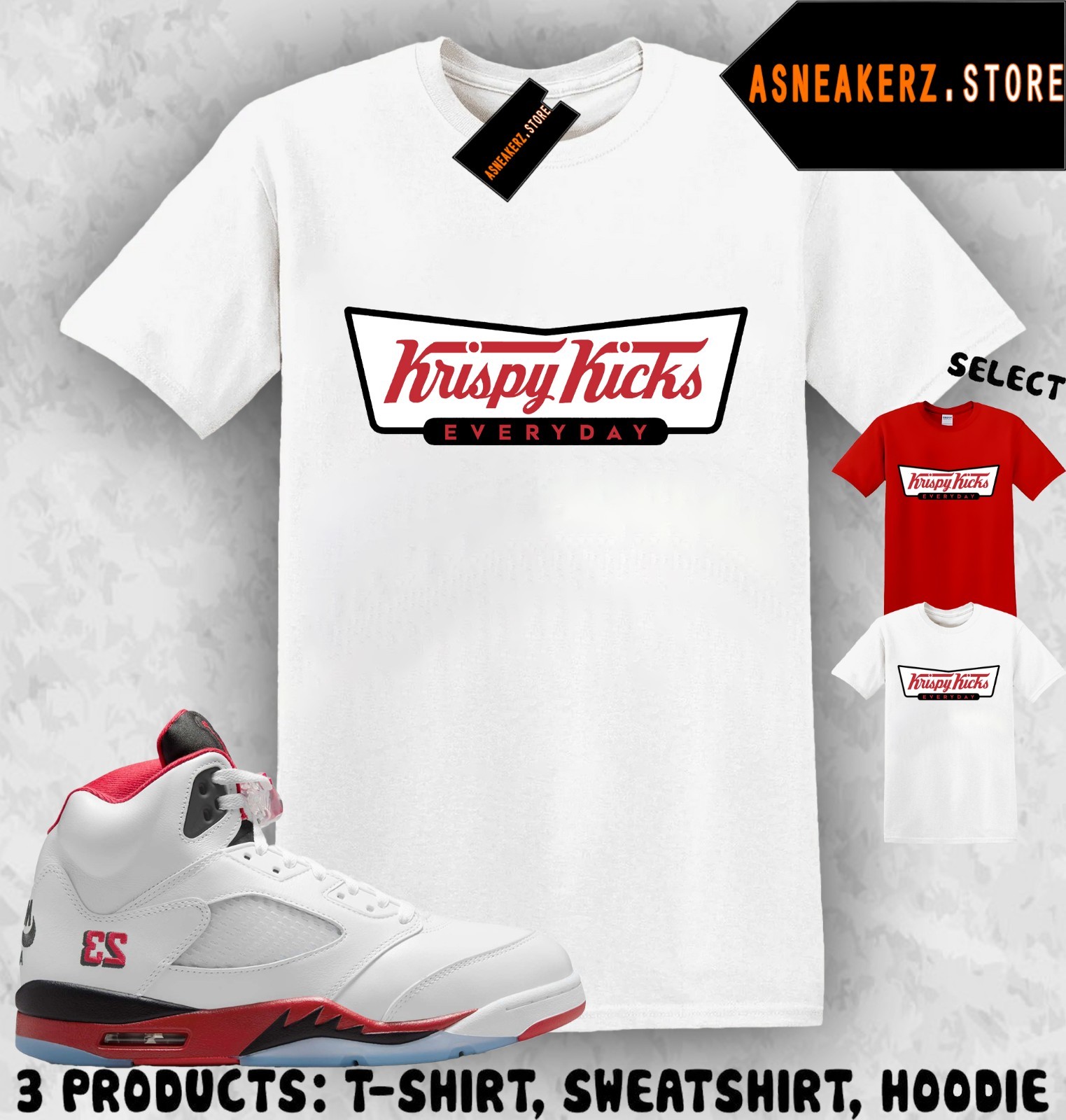Tee Shirt Matching 5 OG Fire Red 2025 To Match Sneaker Krispy Kicks T-Shirt