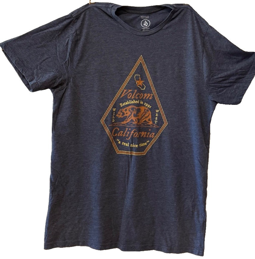 Men’s Volcom Modern Fit T-Shirt California Wild West Bear Graphic Size Large