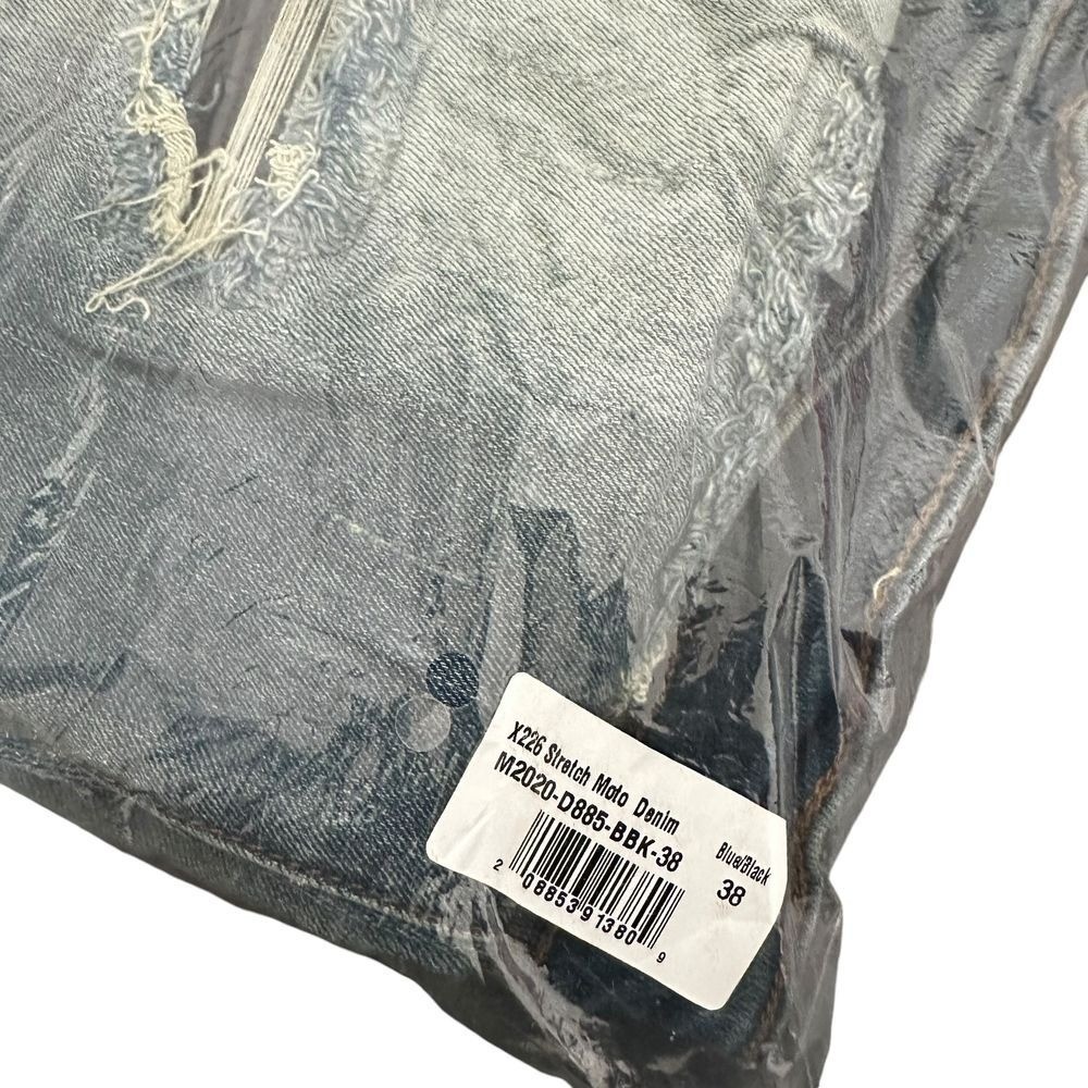 MNML Stretch Moto Denim Jeans Men Size 38 Blue Distressed Ripped Pants NEW