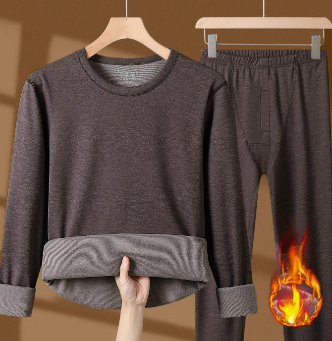 Men Fleece Lined Thermal Underwear Set Warm Soft Fit Long Johns Tops and Pants