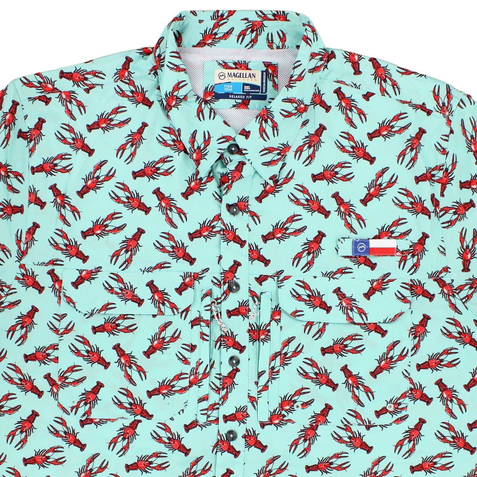Magellan Men’s Shirt Texas State Prints, Relaxed Short Sleeve Button Down