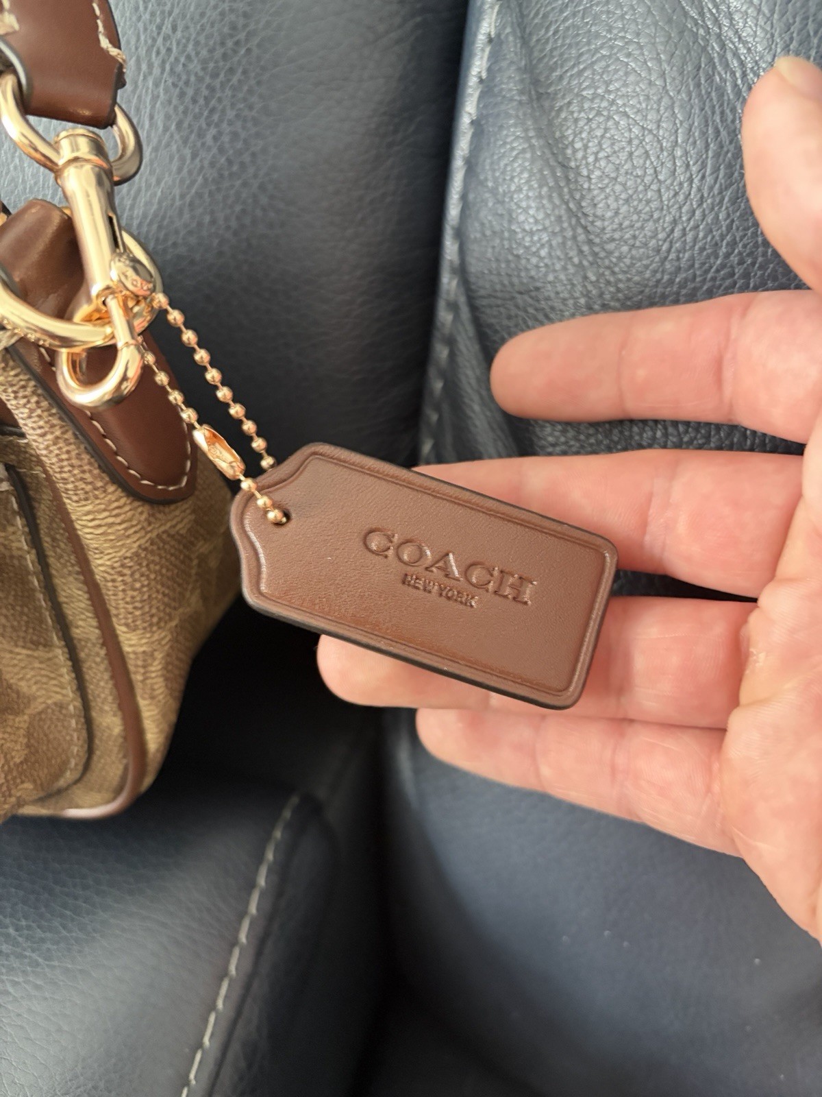 COACH Ashton Baguette Bag In Signature Canvas Tan/Natural CY658 NEW