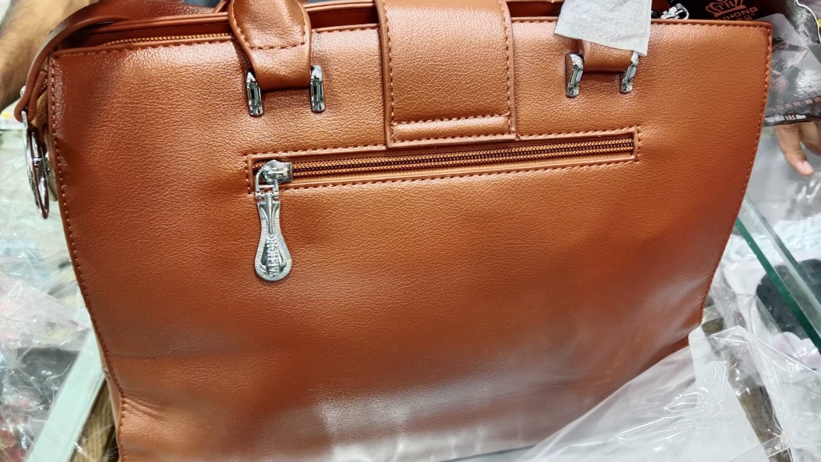 Women’s Tan Leather Office Handbag Top Handle Shoulder Tote Satchel Crossbody
