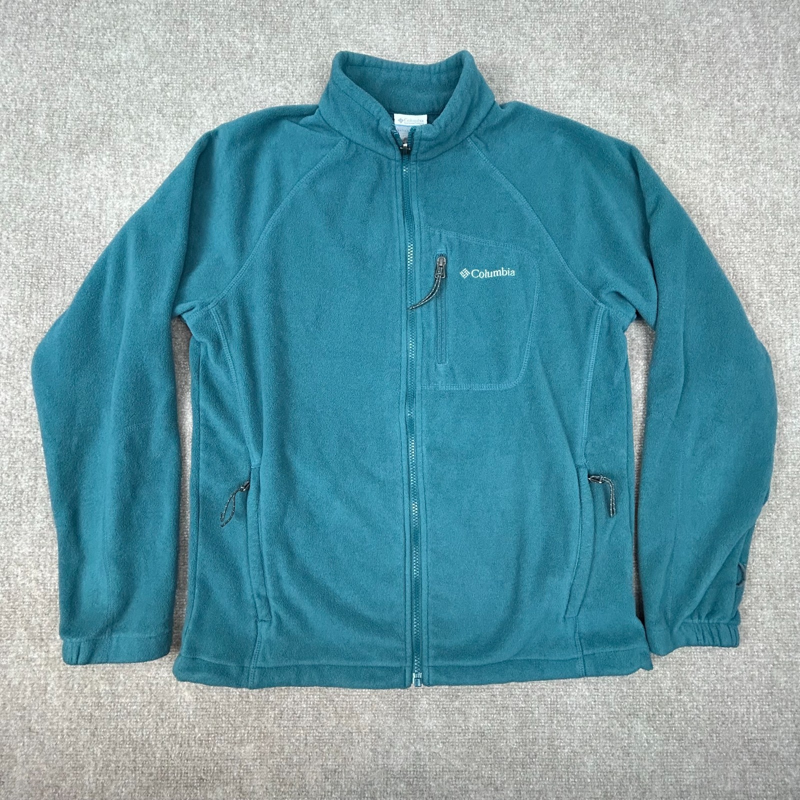 Columbia Interchange Fast Trek II Fleece Jacket Mens Medium Blue Thumb Loops