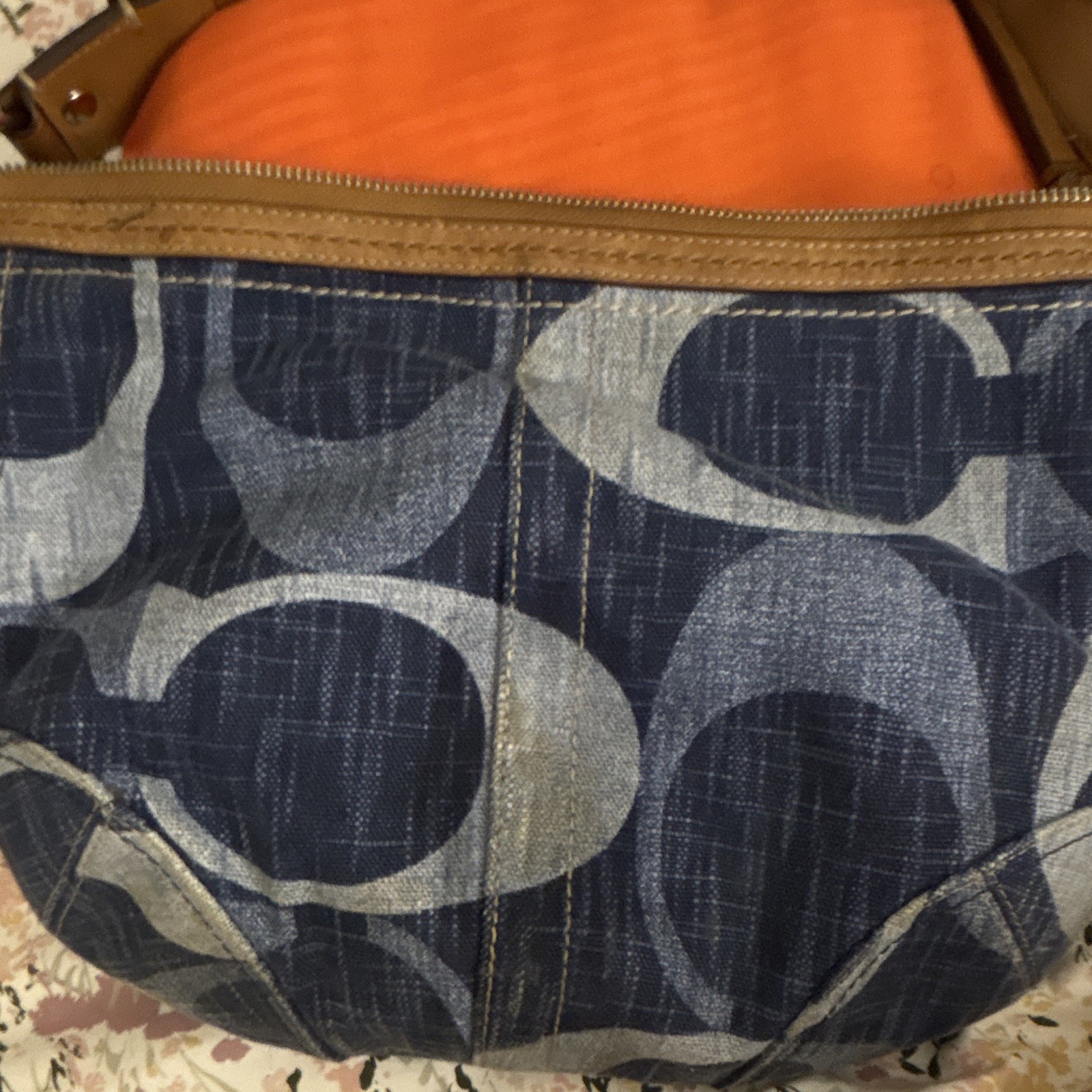 Vintage Y2K Coach Carly Hobo Bag- Blue Signature Denim with Tan Braided Leather