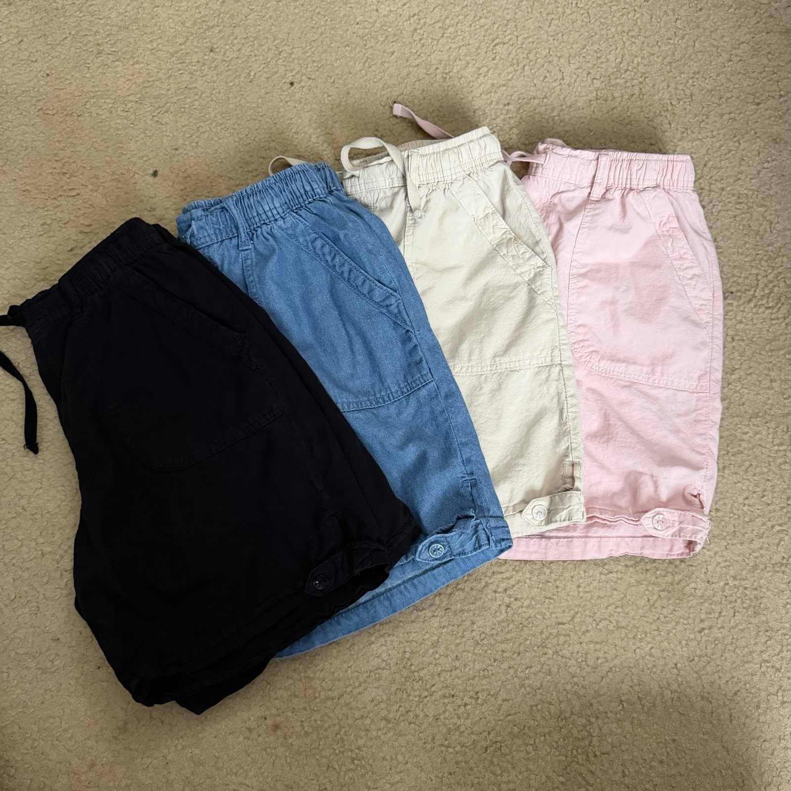 Gloria Vanderbilt Women’s Chino Shorts S Cotton Black Blue Beige Pink Button