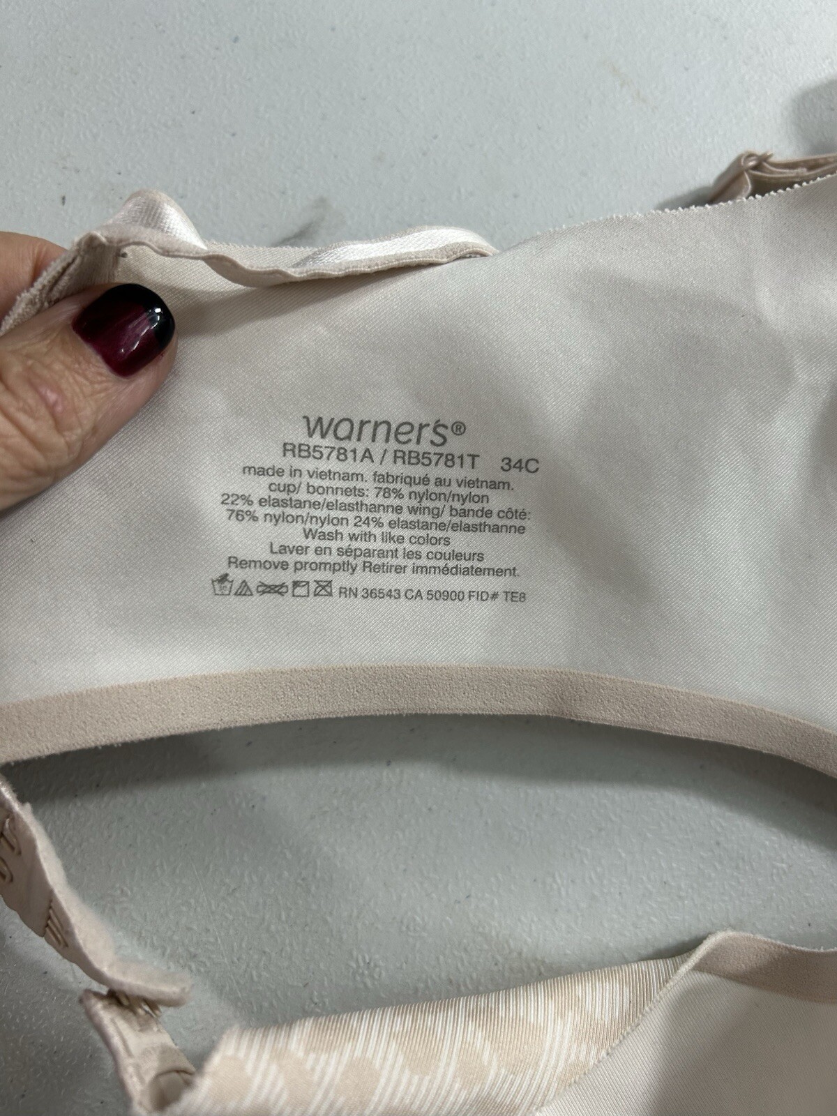 Warner’s Bra Size 34C No Side Effects Underwire Contour RB5781A Beige
