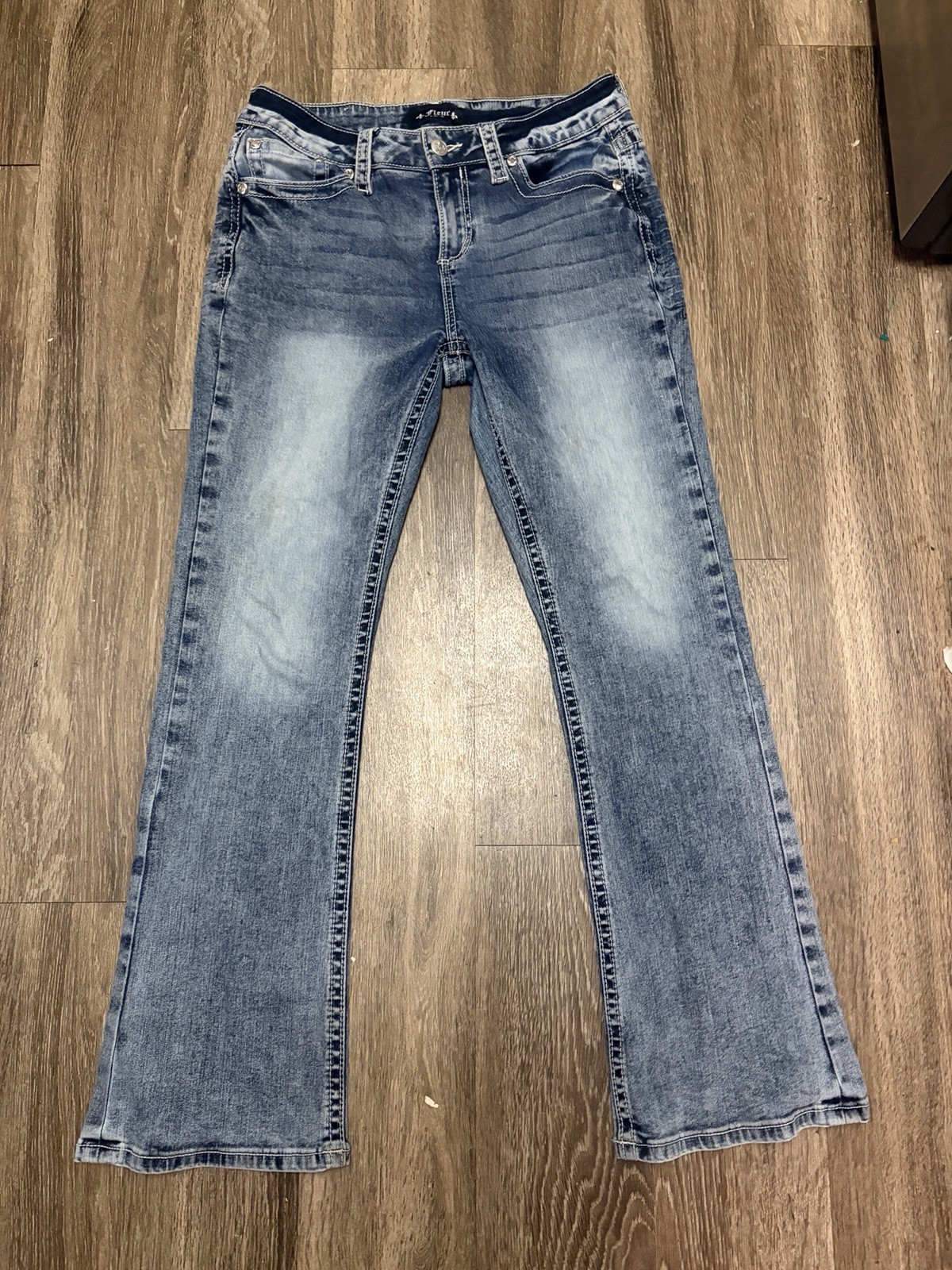 Fleur by Miss Me Women’s Y2K Bootcut Jeans 31×32 Stretch Denim Medium Wash