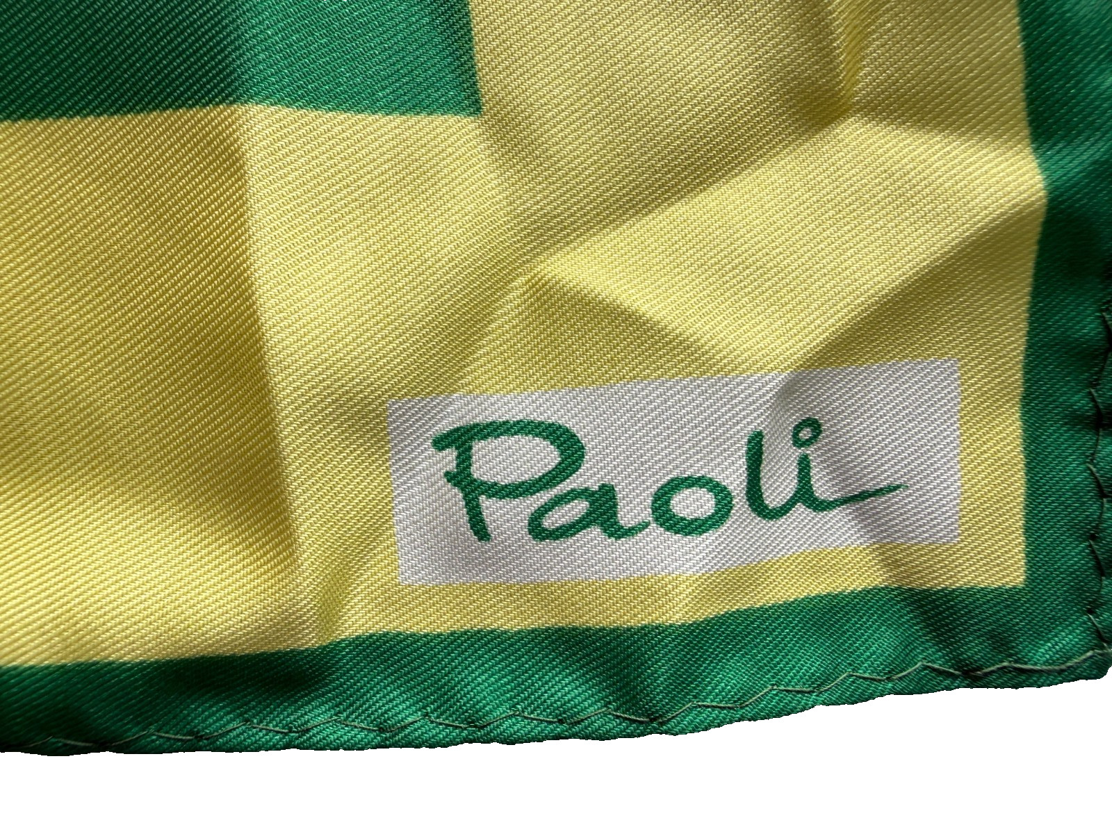 Vintage Paoli Scarf Yellow Green Acetate 26.5″ Square Made in Japan