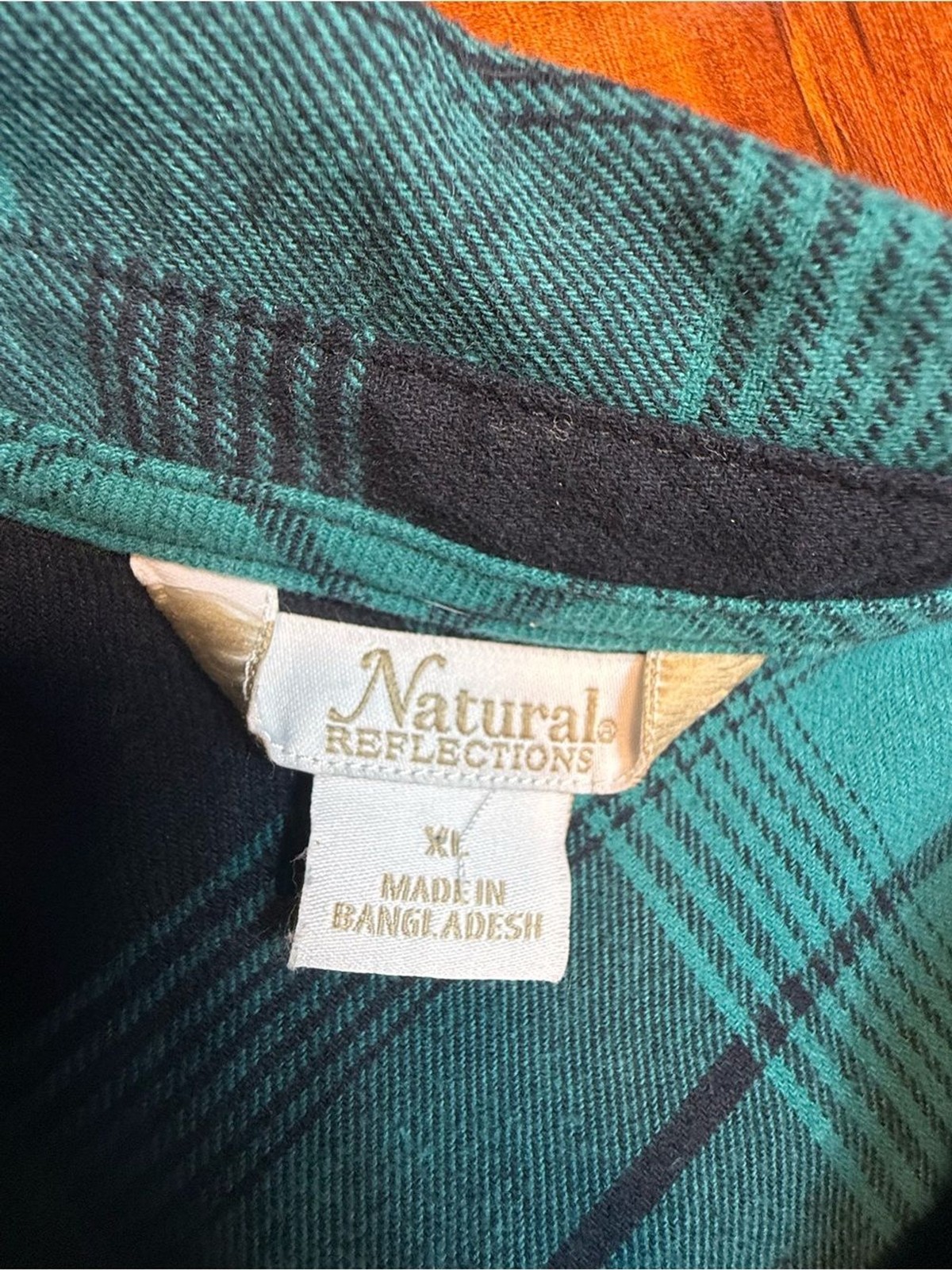 Natural Reflections Teal and Black Plaid Button-Up Shirt