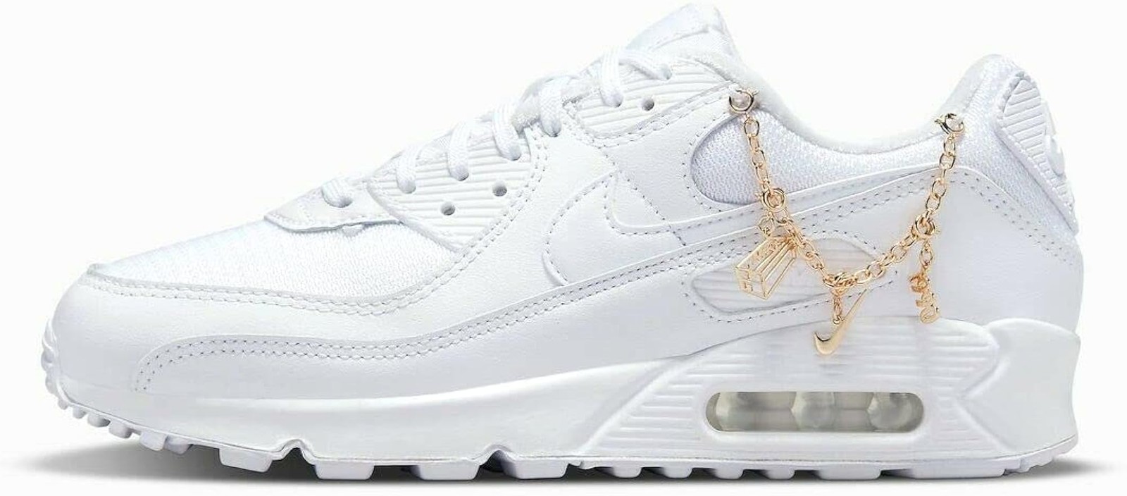 Nike Women’s Air Max 90 PRM White/White-Metallic Gold (DH0569 100) – 7 – White W