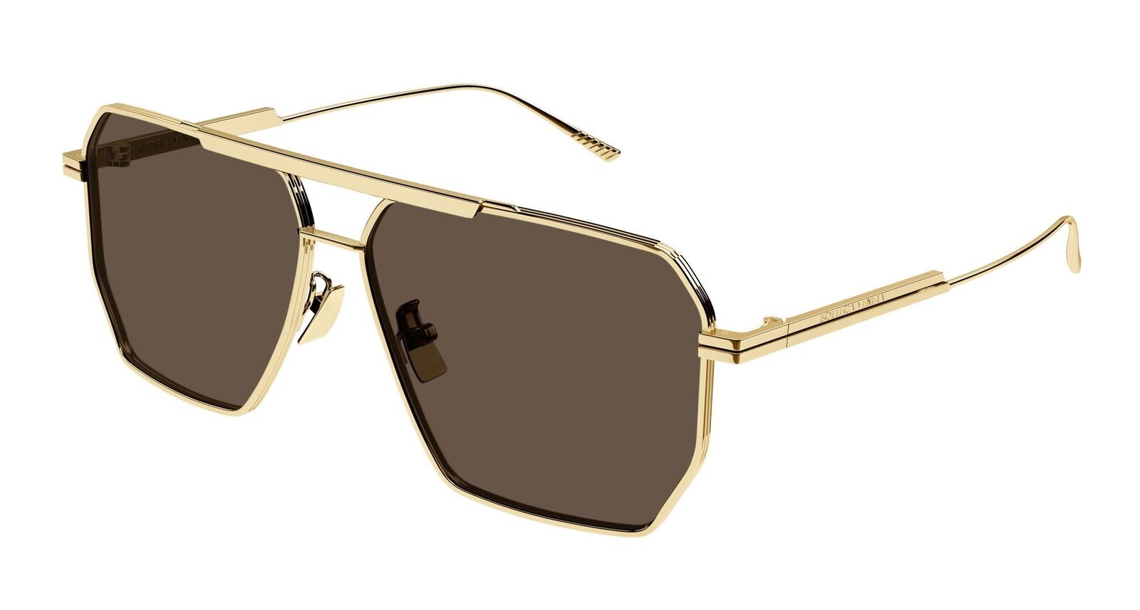 Bottega Veneta BV1012S 003 Gold Brown Lens Square Sunglasses Unisex AUTHENTIC
