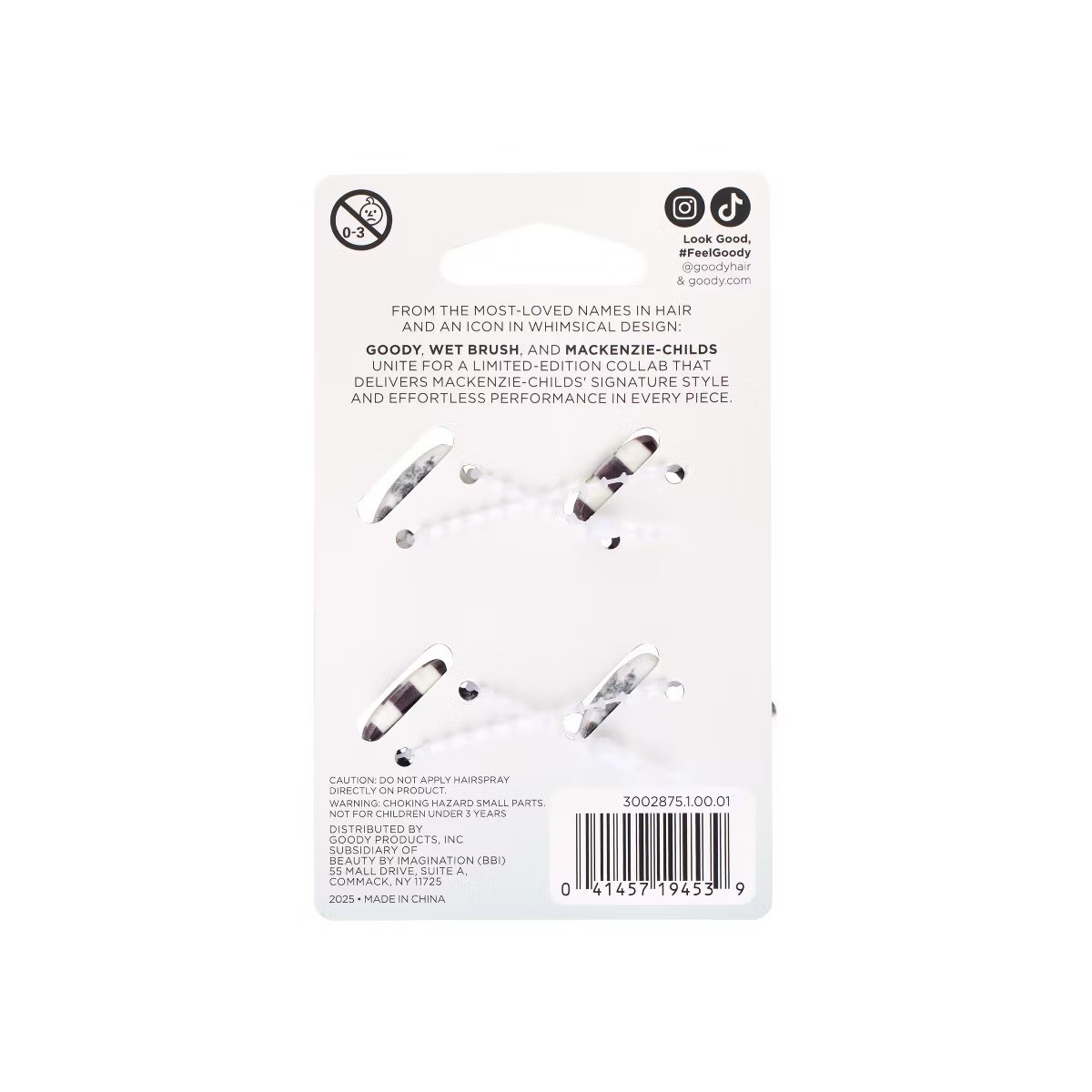 MacKenzie Childs x Goody Target 🖤 Black Courtly Check Mini Hair Claw Clips Set