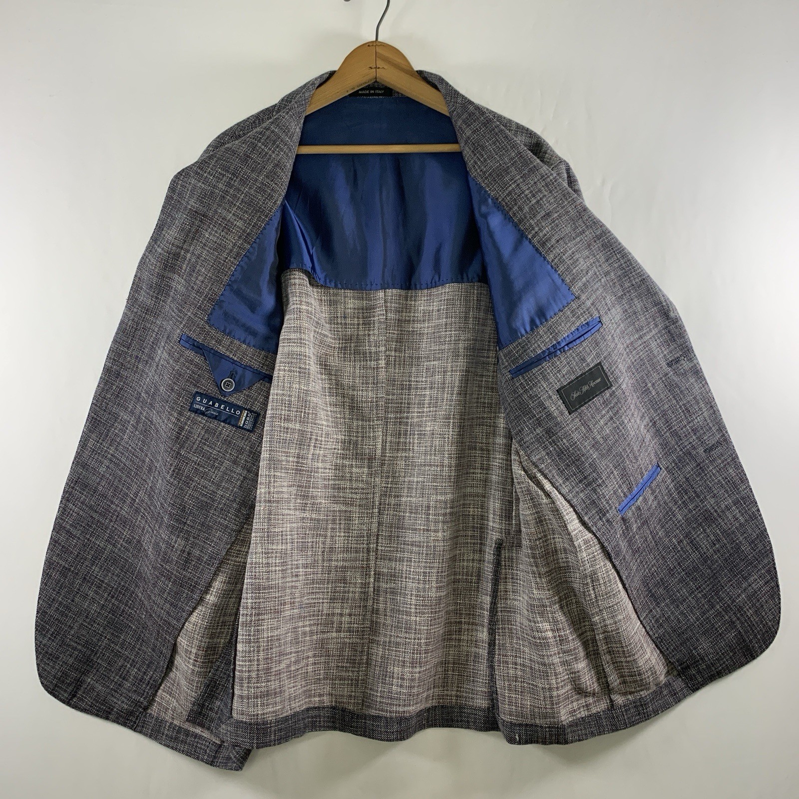 Mens Unstructured Hopsack Sport Coat 46R Summer Wool Linen Cotton Patch Pocket