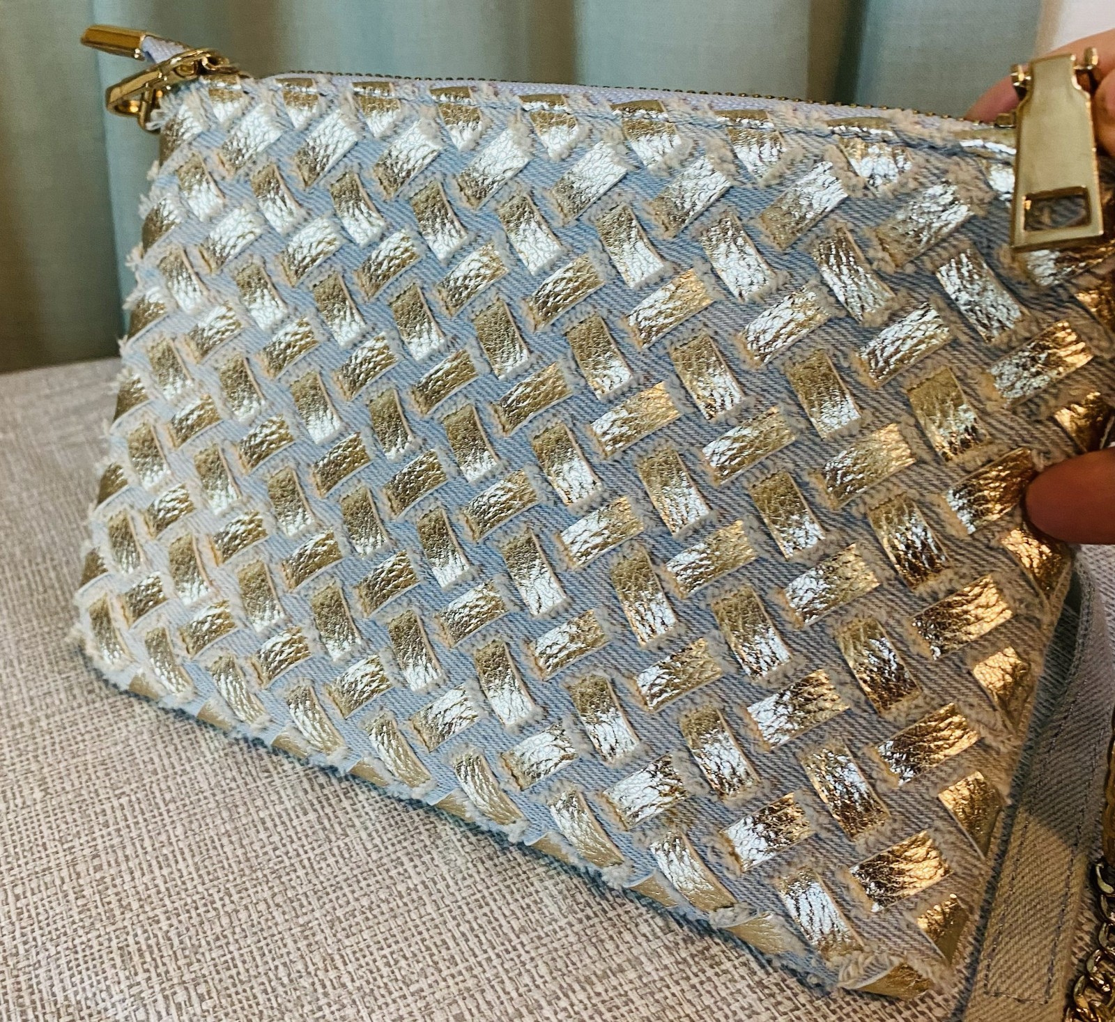 Super Cute Studded Clutch Purse – Denim with Bling!