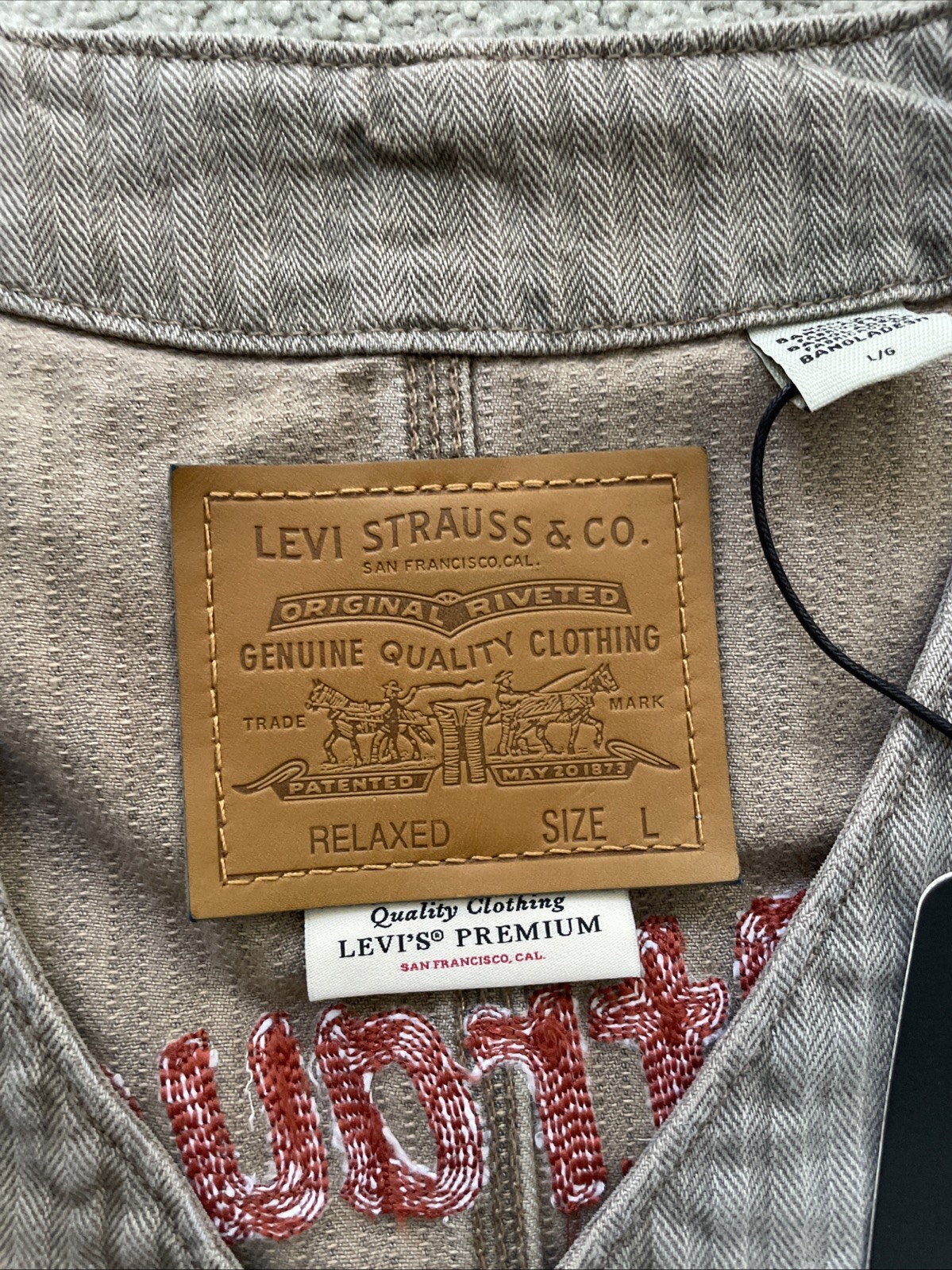 Levis Union Engineers Coat Beige Denim Cardigan Relaxed Fit 71390006 Men’s Sz L