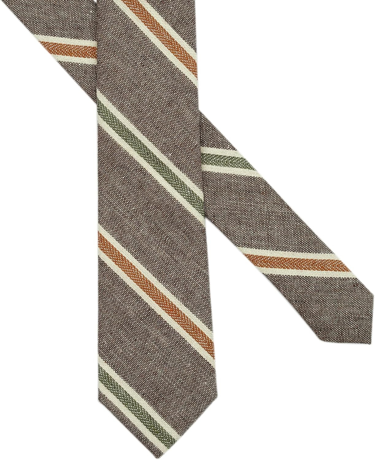 2.5 inch Skinny Ties for Men, Solid Cotton Linen Neckties