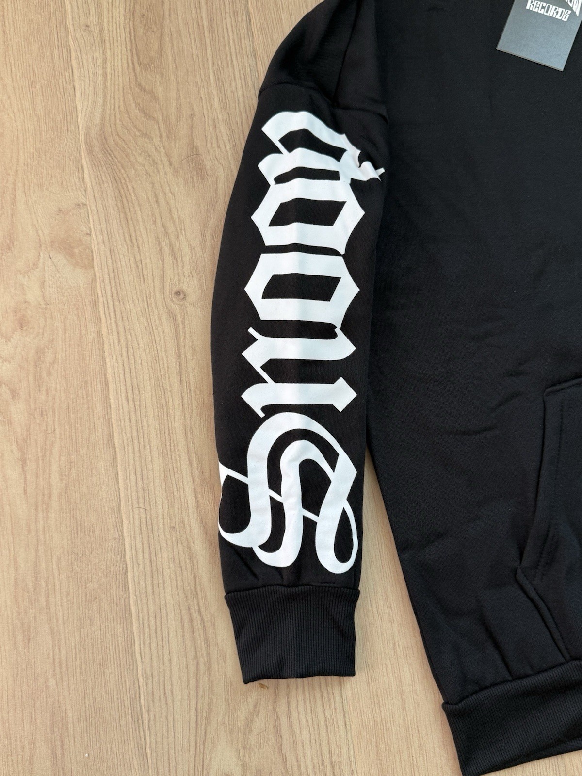 Death Row Records Hoodie Black Graphic Sleeve Logo Hip Hop M NWT