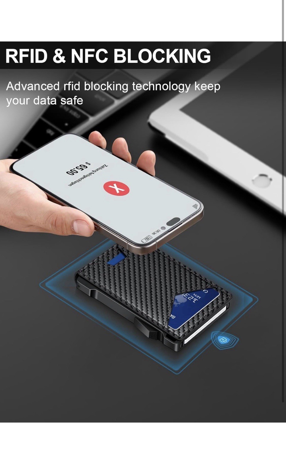 Wallet for Men RFID Wallet with 2 ID Windows & Money Clip, Slim Pop up Card Hold