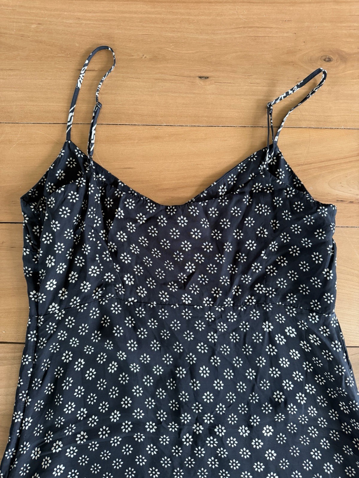 J.CREW Women’s Natasha slip dress block Print Midi Black Sleeveless Straps 8