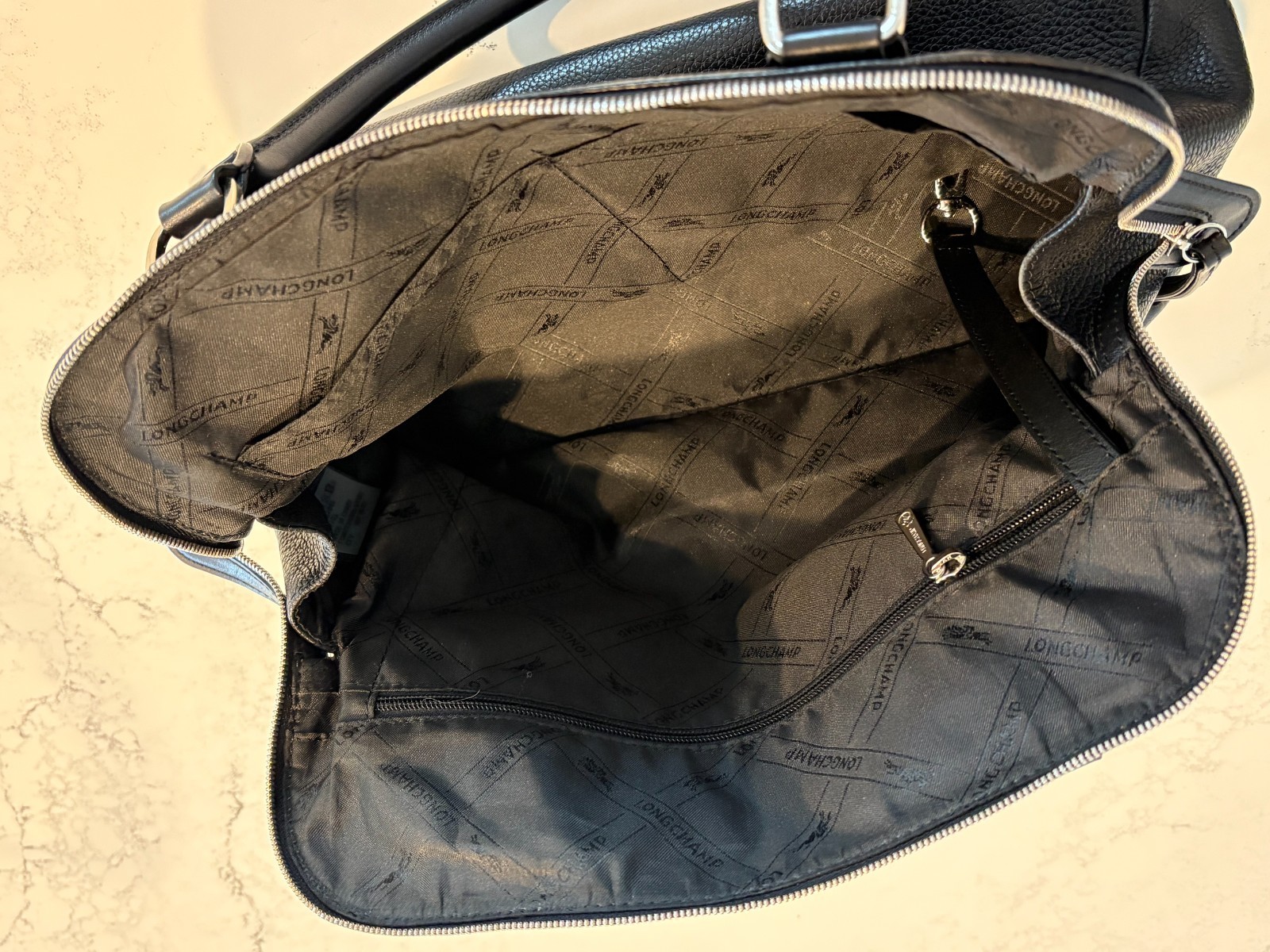 Longchamp Black Leather Handbag NWOT