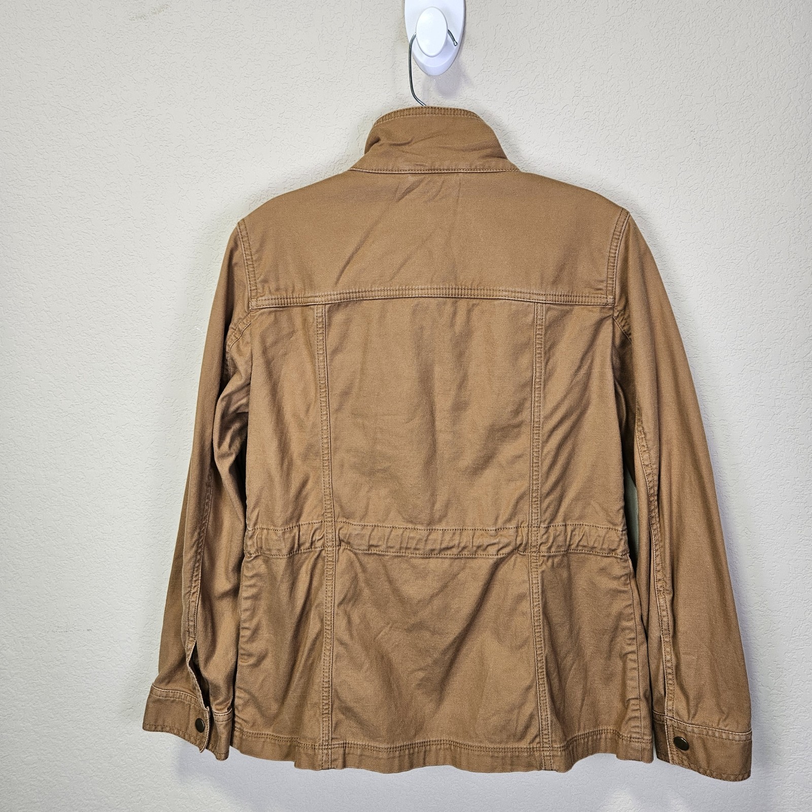 Talbots Safari Jacket Womans XS Camel Brown Twill Cotton Stretch Utility Outdoor