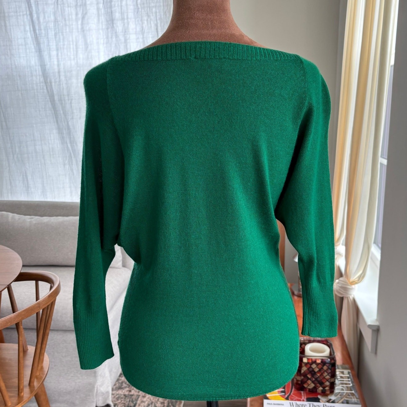 2010s The Limited Wool Blend Boat Neck Lightweight Knit Batwing Sweater Top XS